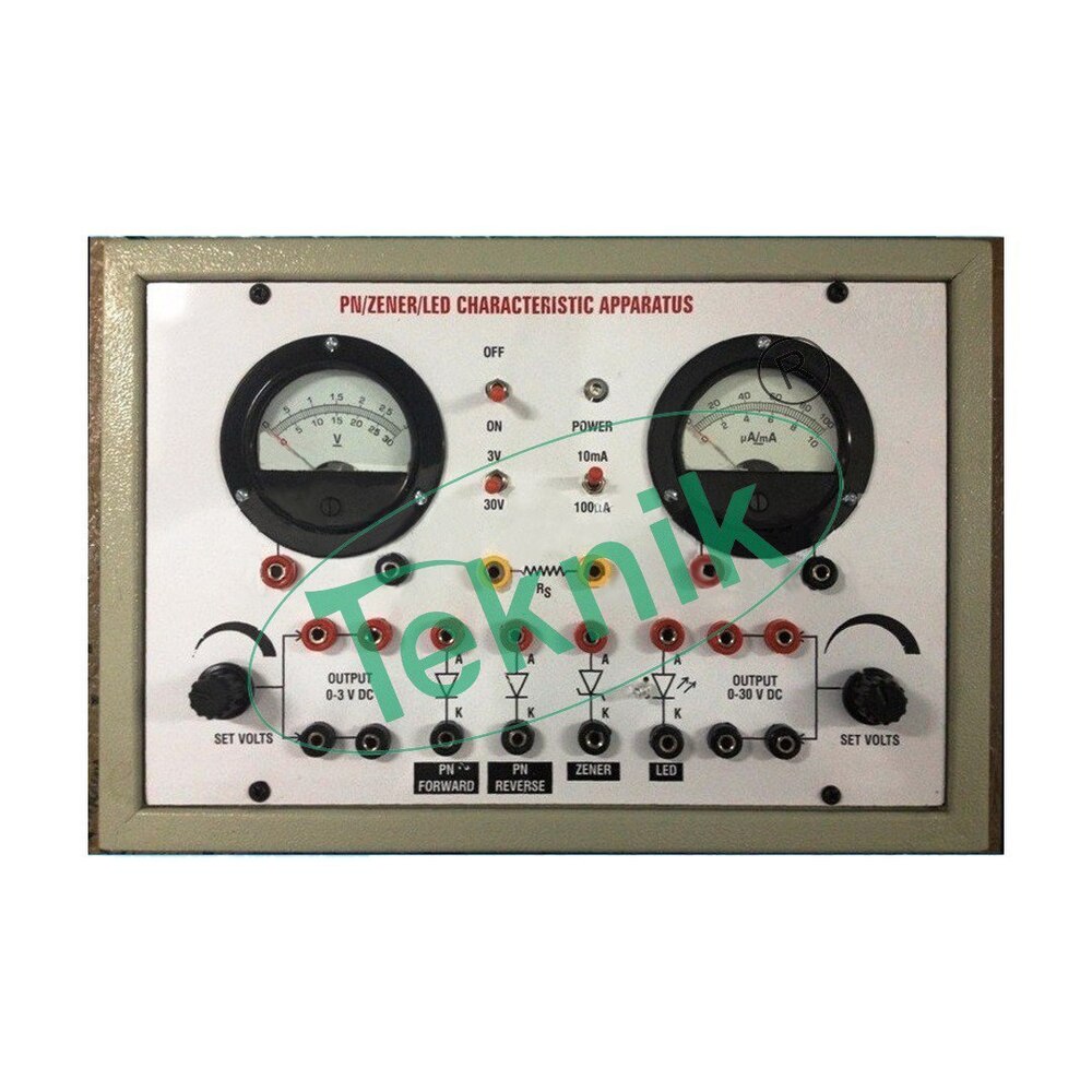 PN / ZENER DIODE / LED CHARACTERISTICS APPARATUS WITH BAKELITE PANEL & ROUND METERS