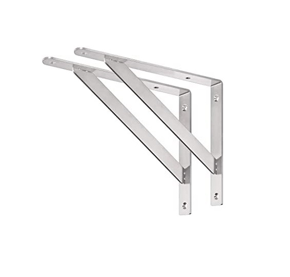 2Pack 16inch Triangle Bracket Shelf Bracket, Max Load 400 lb Heavy Duty Stainless Steel Right Angle Bracket