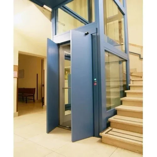 Hydraulic Home Elevator - Glass & Steel Construction , 12-15 Feet Max Lifting Height, 2-5 Tonne Load Capacity, Overload Holding Stop Safety Feature