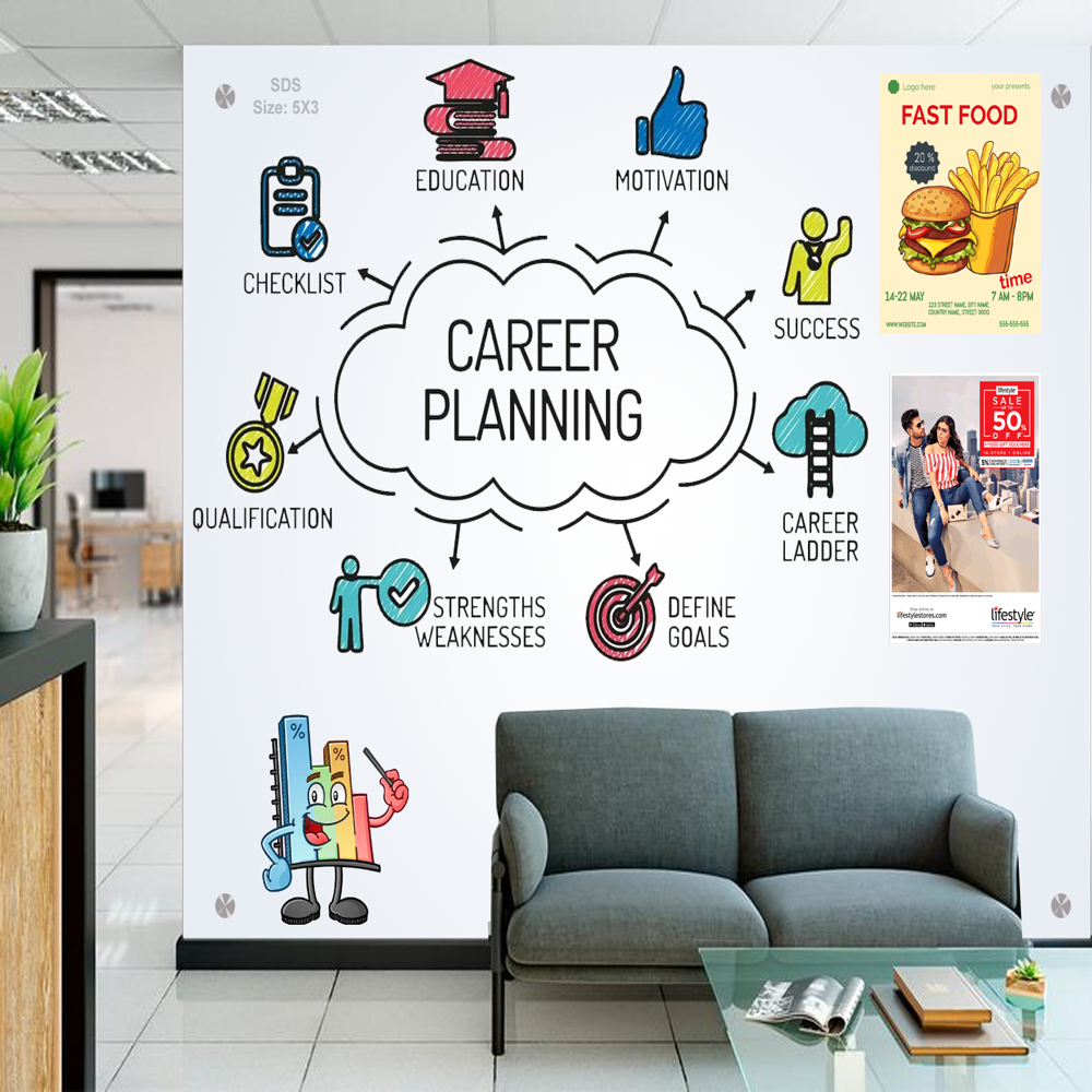 Magnetic Glass Writing Board - Glass Material, Standard Size, Almond White Color With Black Frame | Durable, Magnetic Surface, Smooth Writing Experience