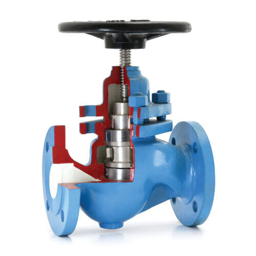 Cast Carbon Steel Piston Valve, Flanged Ends, Class-150 - Av271A - Color: Blue