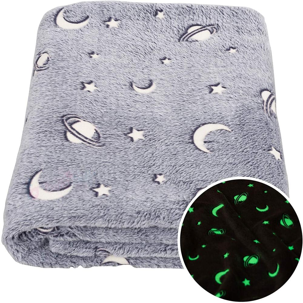 Glow in The Dark Throw Flannel Blanket | Warm Glowing Blanket for Toddler All Seasons Baby Blanket