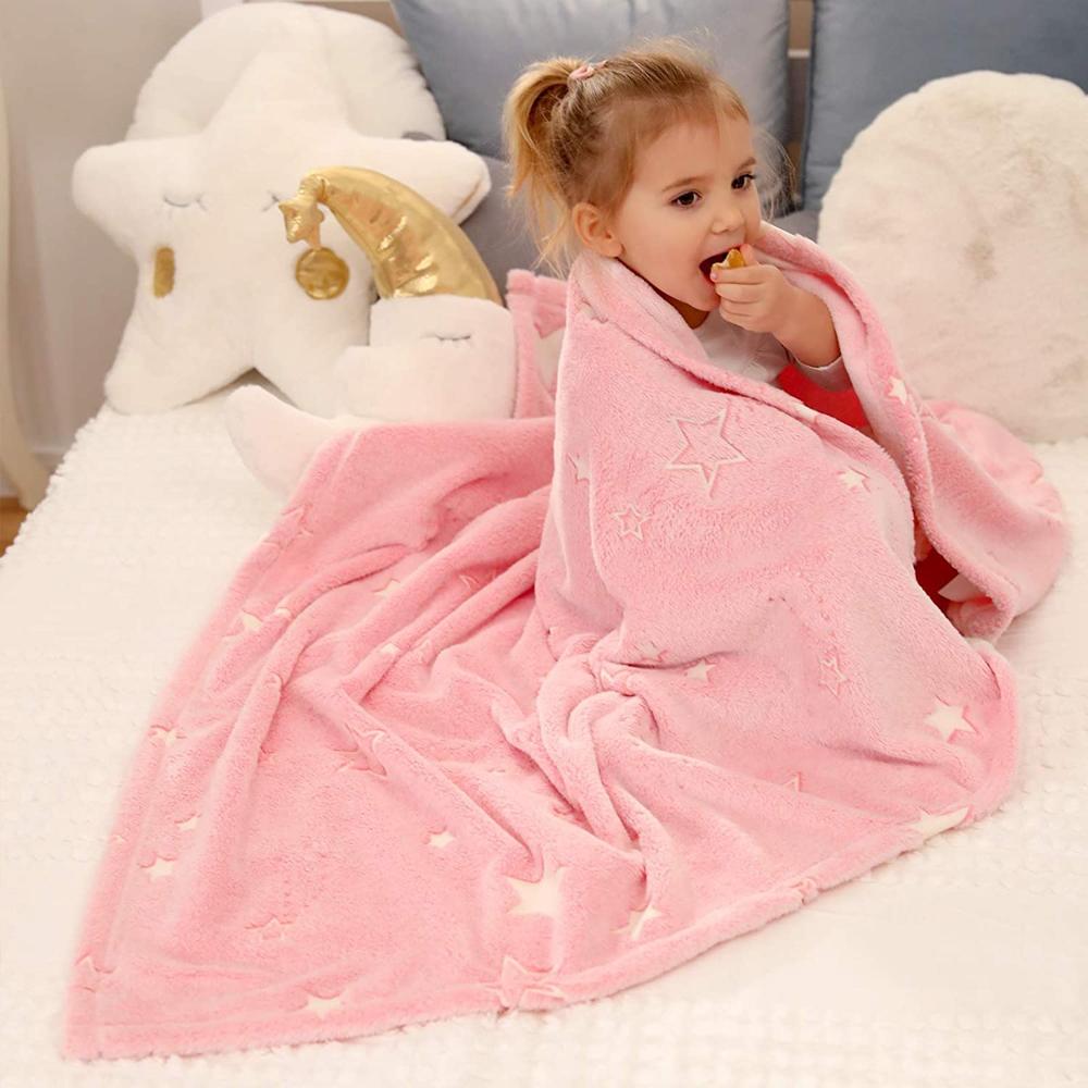 Glow in The Dark Throw Flannel Blanket | Warm Glowing Blanket for Toddler All Seasons Baby Blanket