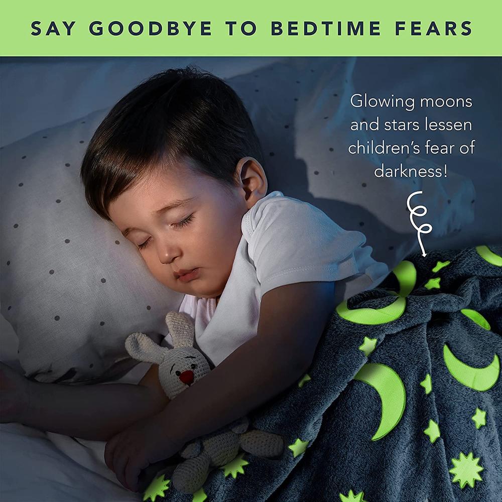 Glow in The Dark Throw Flannel Blanket | Warm Glowing Blanket for Toddler All Seasons Baby Blanket