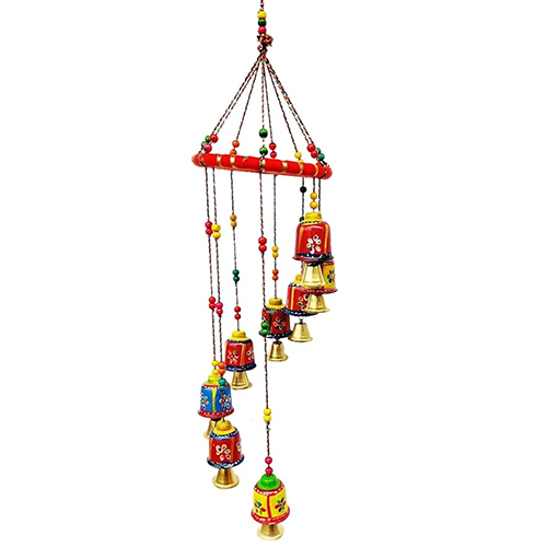 Metal Multicolor Bells Wall Hanging Wind Chime - Design: Standard