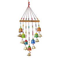 Window Hanging Bells Chimes Showpieces - Handmade, Various Sizes, Multicolor Finish | Attractive Embroidered Patterns, Gentle Chiming Sound