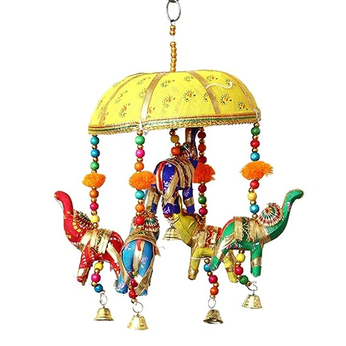 Multicolor Handcrafted Decorative Five Elephant Wall Decor