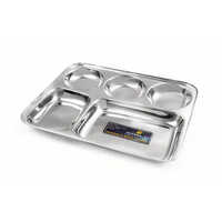 Stainless Steel Compartment Plate - 12x12 Inch, Silver Color, Plain Surface Finish, Rust-proof And Corrosion-resistant Design For Restaurants
