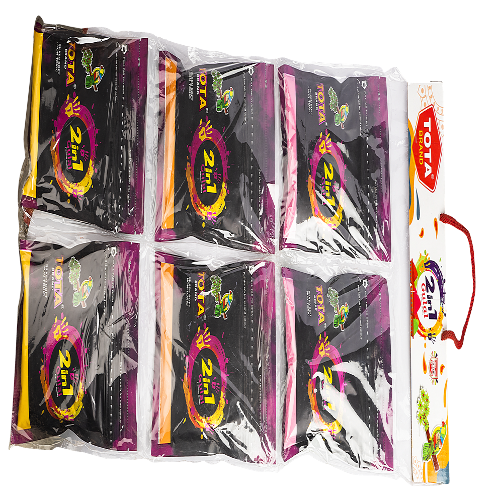 Tota 2 In 1 Gulal - Natural Powder Mix, 150gm Packet | Eco-friendly, Skin-friendly, Soft & Silky Texture, Multicolor Fragrance For Holi