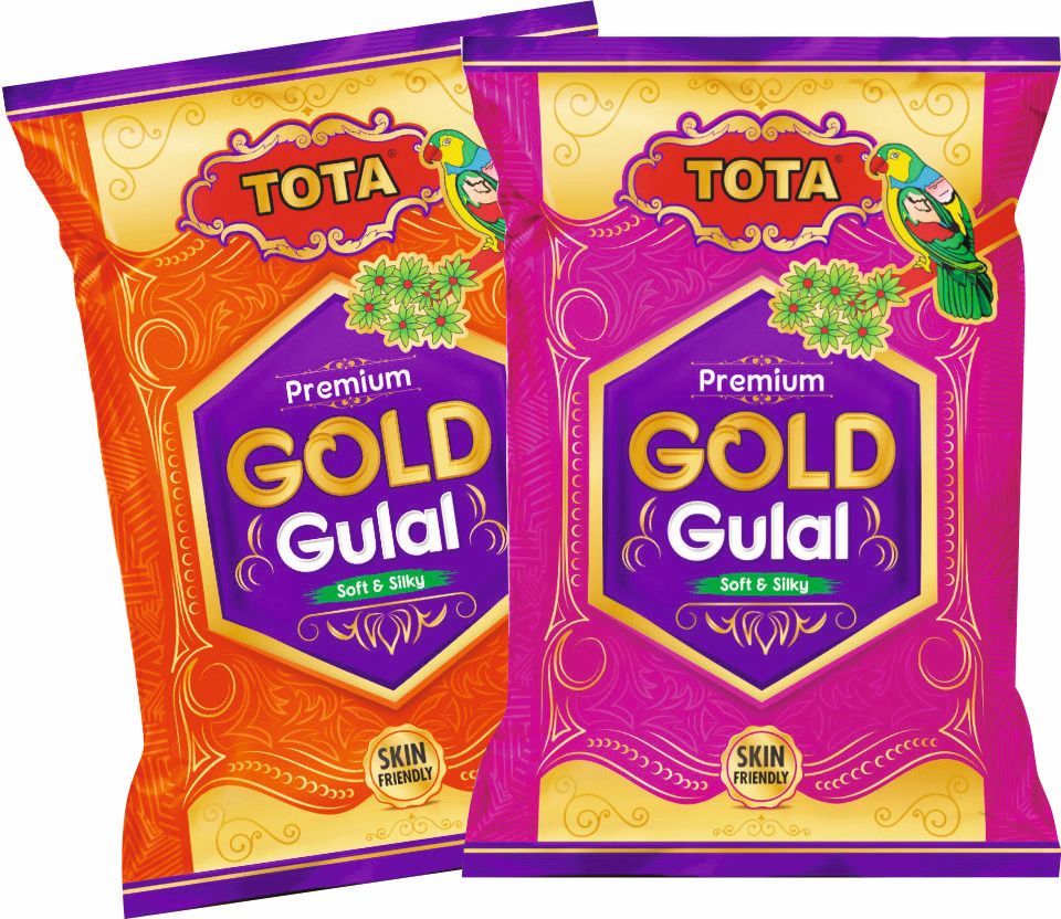 Tota Gold Gulal - Natural Powder, Multicolor Shades | Soft & Silky Texture, Skin-friendly, Pleasant Fragrance, Eco-friendly Packaging