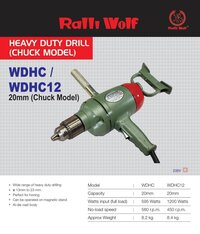 Ralli Wolf Heavy Duty Drill (WDHC / WDHC 12, 20mm Chuck Model)