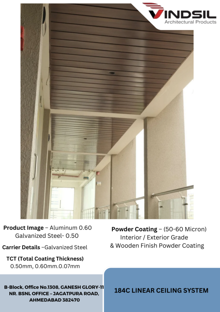 84c Linear Ceiling - Aluminum Panel 84mm Wide, Waterproof Brown Finish | Polished, Easy Installation, Modern Design
