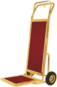 Stainless Steel Guest Luggage Trolley - Heavy-duty Design | Ergonomic Handle, Smooth Rolling Wheels, Spacious Storage Capacity, Easy Maintenance