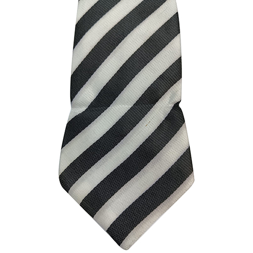 Black White Black Equal Strips Polyester Fabric School Tie