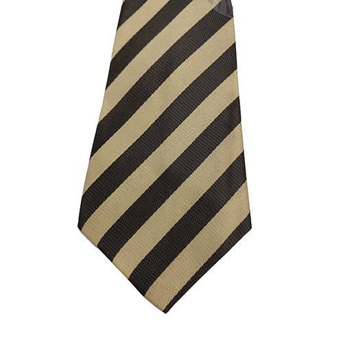 Brown Camel Brown Equal Strips Polyester Fabric School Tie