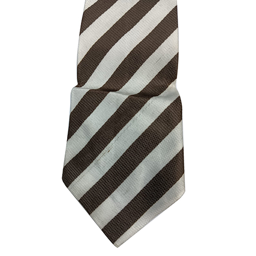 Brown White Brown Equal Strips Polyester Fabric School Tie