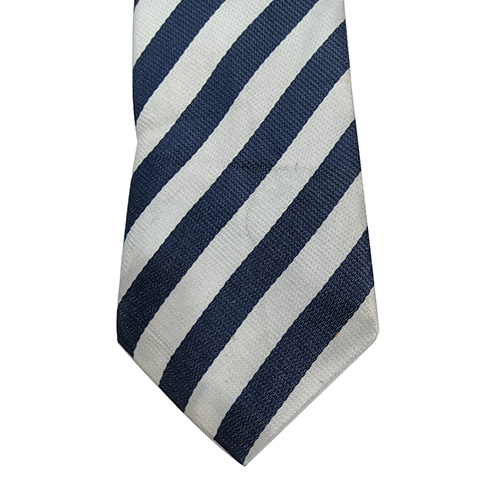 Navy White Navy Equal Strips Polyester Fabric School Tie