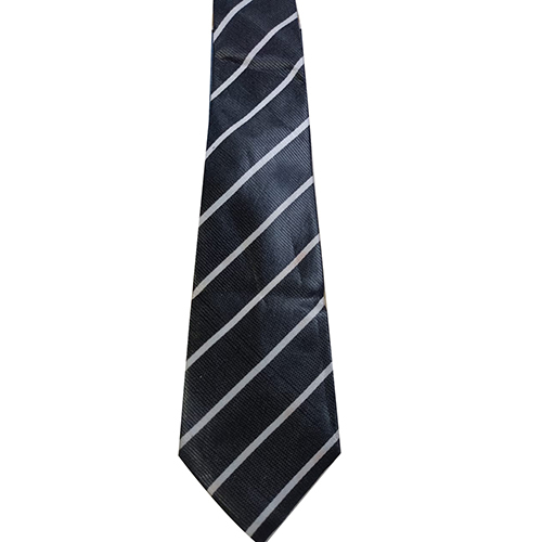 Black White Single Stripe Polyester Fabric School Tie