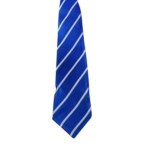 Royal White Single Stripe Polyester Fabric School Tie