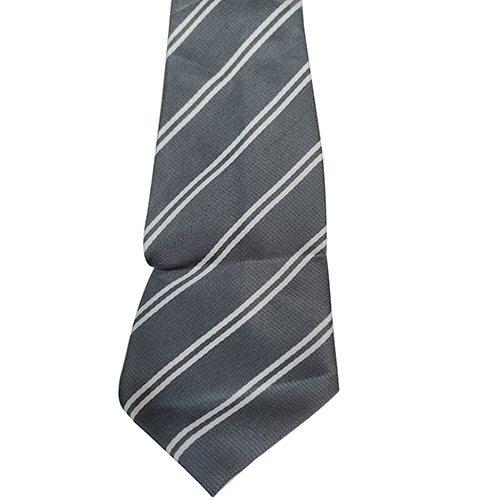 Grey White DAV Pattern Polyester Fabric School Ties