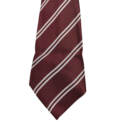 Maroon White DAV Pattern Polyester Fabric School Ties