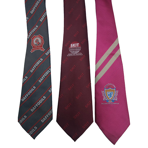 Plain Center Logo Jaquard Fabric School Tie