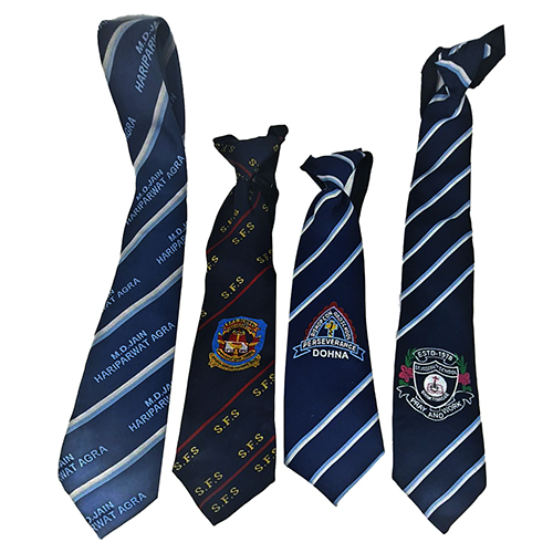 Unisex Center Logo Jaquard Fabric School Tie