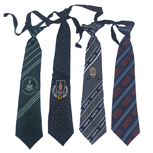 Center Logo Jaquard Fabric School Tie - Color: Different Available