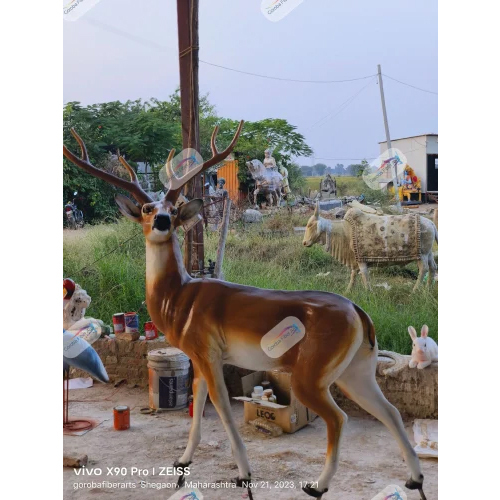 FRP  Fiber Male Sambar Deer Statue