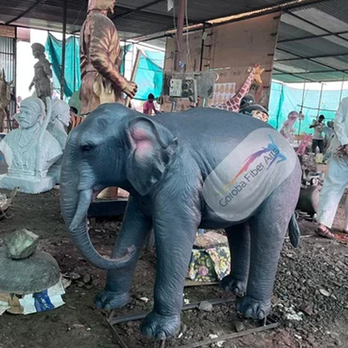 FRP  Fiber Natural Elephant Statue 3 Feet Trunk Down