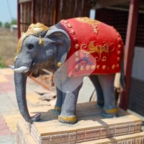 FRP  Fiber Decorative Elephant Statue 3 feet Trunk Down