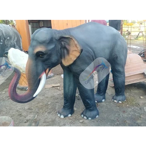 FRP  Fiber Natural Elephant Statue 4 feet Trunk Down