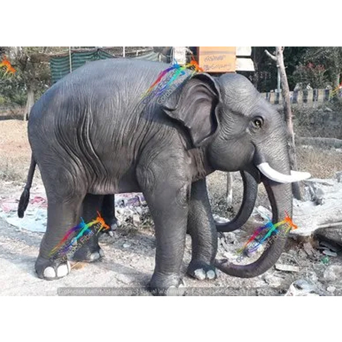 FRP  Fiber Natural Elephant Statue 5 feet Trunk Down