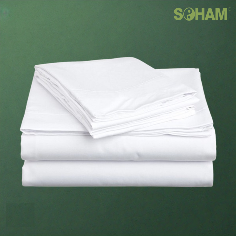 PR-1003-Hospital White Bed Sheet - 100% Combed Cotton, 90x60 Inch, White Color | Washable, Soft Woven Texture, Hypoallergenic, Durable, & Breathable