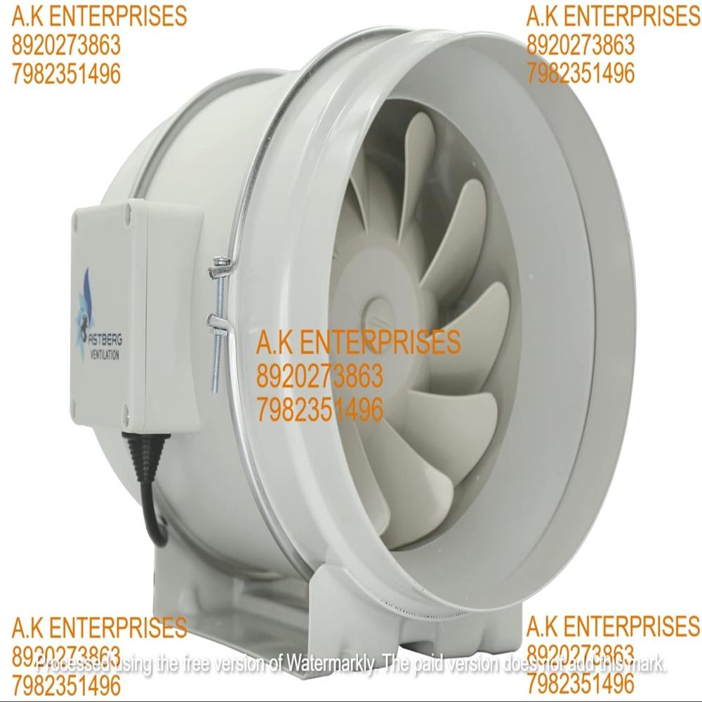 ASTBERG  AF200 (200mm/8INCH) (840CMH/494CFM) Silent Mix Flow Exhaust Inline  Fresh Air System