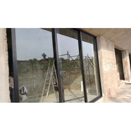 Aluminum Toughened Glass Sliding Windows - Aluminum, Custom Size, Sleek Black Finish | Fiberglass Screen, Durable Design for Homes & Villas