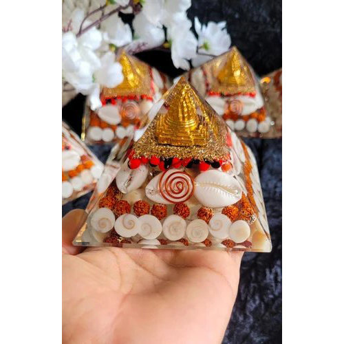 Natural Orgone Gomti Chakra Sri Yantra Pyramid - High Hardness Crystal Material, Standard Size, Transparent Color | Amplifies Energy, Enhances Balance And Harmony