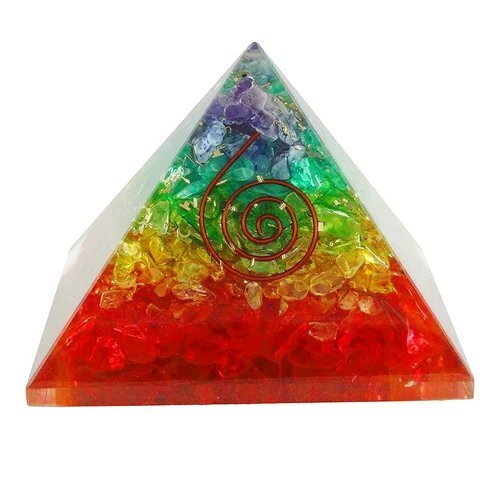 Gemstone Seven Chakra Layer Orgone Pyramid Size 7075 - Color: Multicolour