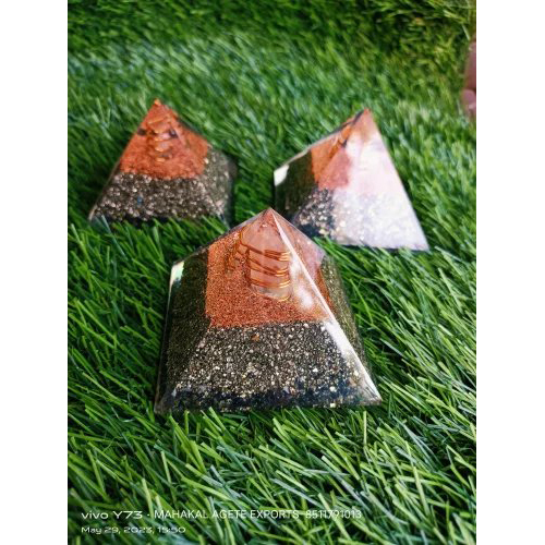 Peru Pyrite Orgonite Piramind - High Hardness Material, Standard Size, Stunning Purple Color | Pyramid Shape Enhances Energy Balancing