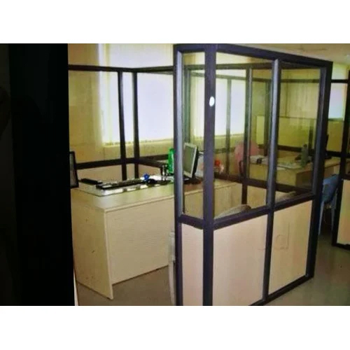 Aluminum Office Partition - High-Quality Aluminum & Glass 7 Feet Height Black Color Coated for Enhanced Durability & Functionality