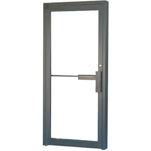 Aluminium Sliding Door - 3 cm Thickness Grey Color Powder-Coated Finish - Customized Design Right Lock Handle Inward/Outward Opening