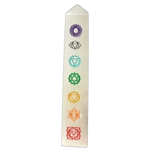 Seven Chakra Carved Healing Stone Showpiece - Size: 8 X 5 X 2 Inch