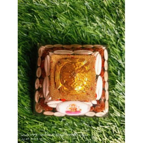 New Sree Yantra Chanothi Copr Cowdi Rudraksh Gomti Chakra Lakshmi Mata Logo Orgonite Piramind - Crystallized Glass Stones, Standard Size, Multicolour | Sacred Geometry, Healing Symbols, Positive Energy