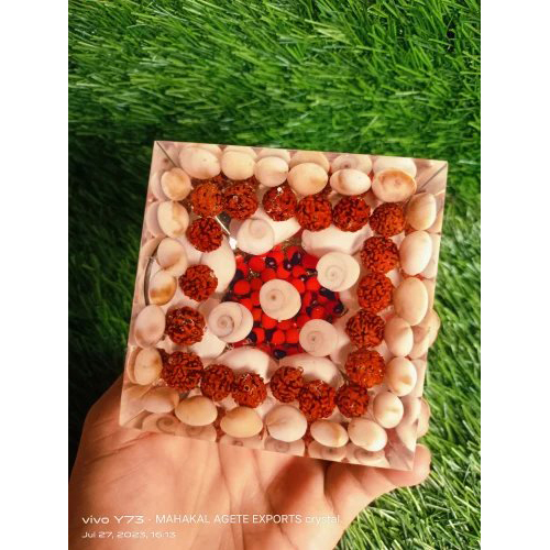 New Sree Yantra Chanothi Copr Cowdi Rudraksh Gomti Chakra Lakshmi Mata Logo Orgonite Piramind - Crystallized Glass Stones, Standard Size, Multicolour | Sacred Geometry, Healing Symbols, Positive Energy