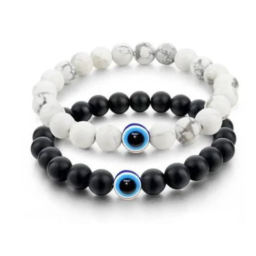 Evil Eye Bracelet For Women Stylish Couple Love Bracelet For Girlswomenboysmen, Stainless Steel - Color: Black & White