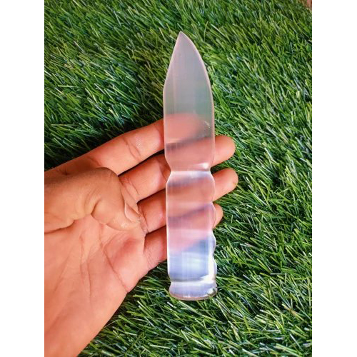 Healing Selenite knife size 6 inch 7 Chakra carving