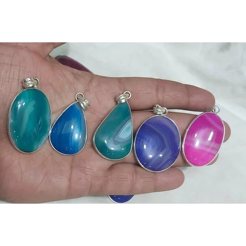 Gemstone healing pendant silver plating