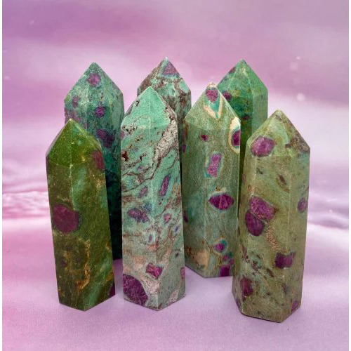 Ruby Zoisite Stone For Crystal Healing Stone Wand - Color: Green