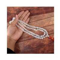 Crystal Clear Jap Mala - High-quality Transparent Material, Standard Size 108 Round Beads For Meditation And Mantra Recitation