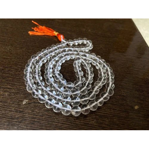 Crystal Clear Jap Mala - High-quality Transparent Material Standard Size 108 Round Beads For Meditation And Mantra Recitation